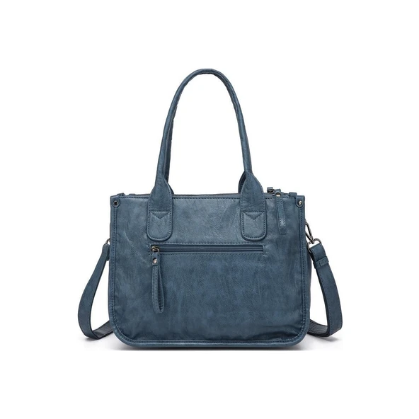 Yıkama Deri Omuz Askılı Kadın Çantası 21K Barcelona 1910 - Resim 3