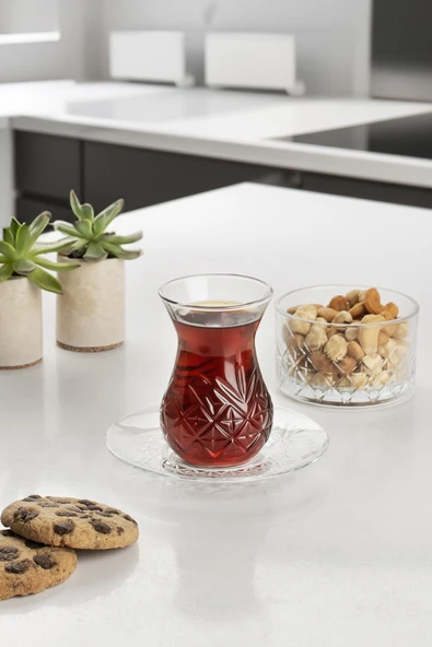 Paşabahçe timeless 16 parça çerezlik çay seti takımı sunum seti