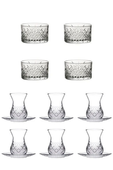 Paşabahçe timeless 16 parça çerezlik çay seti takımı sunum seti - Resim 2