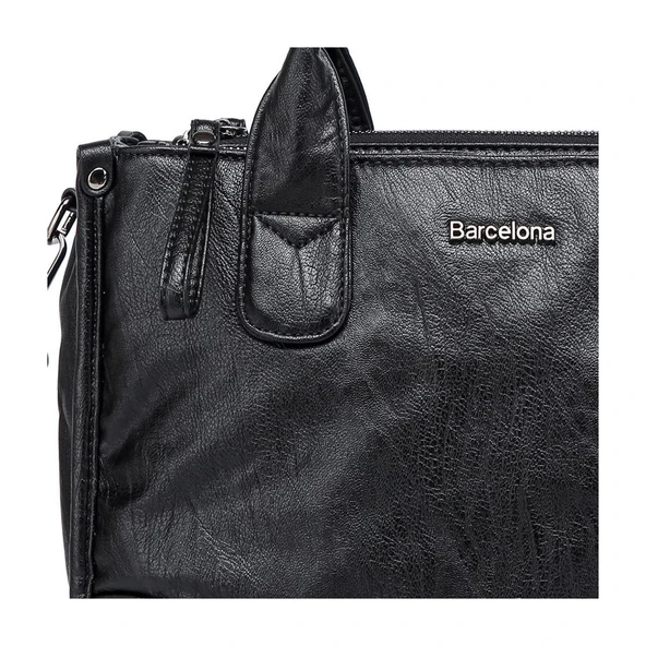 Yıkama Deri Omuz Askılı Kadın Çantası 21K Barcelona 1910 - Resim 2