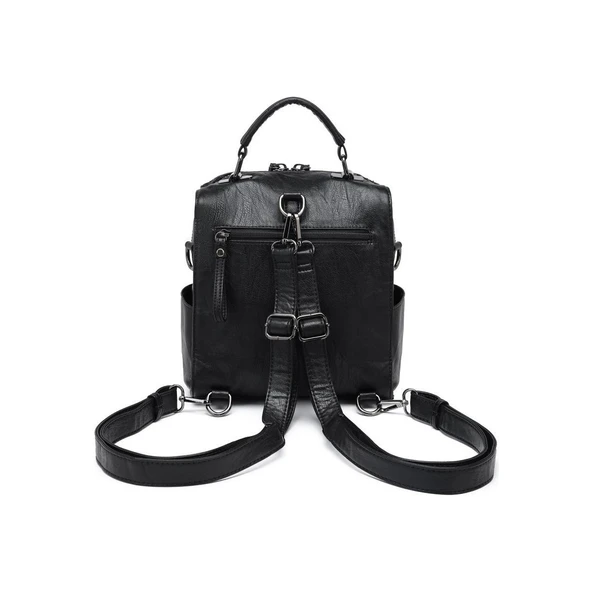 Yıkama Deri Sırt Askılı Kadın Çantası 21K Barcelona 1917 - Resim 5