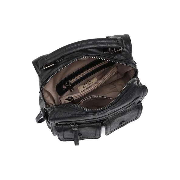 Yıkama Deri Sırt Askılı Kadın Çantası 21K Barcelona 1917 - Resim 4