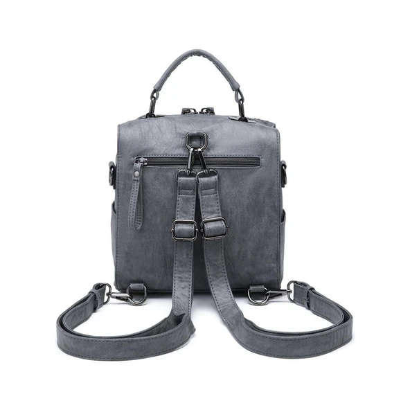 Yıkama Deri Sırt Askılı Kadın Çantası 21K Barcelona 1917 - Resim 3