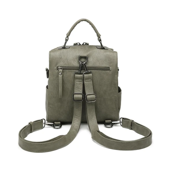 Yıkama Deri Sırt Askılı Kadın Çantası 21K Barcelona 1917 - Resim 3