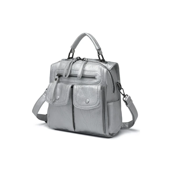 Yıkama Deri Sırt Askılı Kadın Çantası 21K Barcelona 1917 - 4