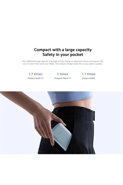 Xiaomi Power Bank 10000mAh Krem Entegre Kablo USB ve USB-C Portu 22.5W BHR9072GL - 4