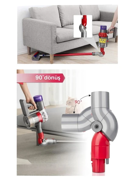 Dyson Uyumlu V7, V8, V10, V11, V15 Uyumlu Süpürge Mobilya Altı Adaptörü - Resim 6