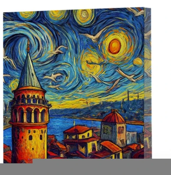 Van Gogh 5 Galata - Çizgisiz Yan Boyamalı Defter