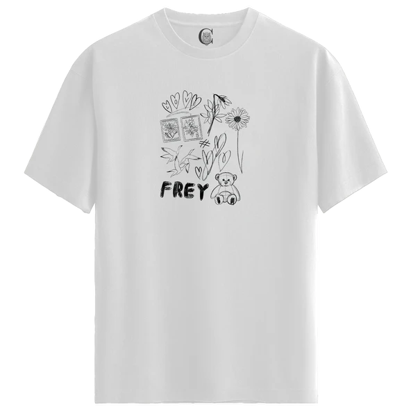 Sketch Love - %100 Pamuklu Kadın Beyaz Tişört - Premium Quality ürün görseli 1