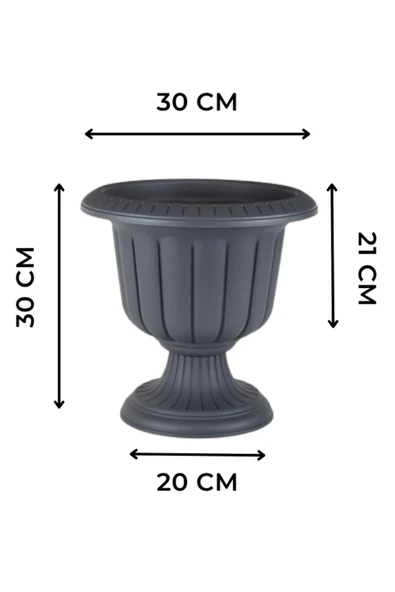 6 Litre Nergiz Plastik Saksı No0 30cm Antrasit Gri Saksı