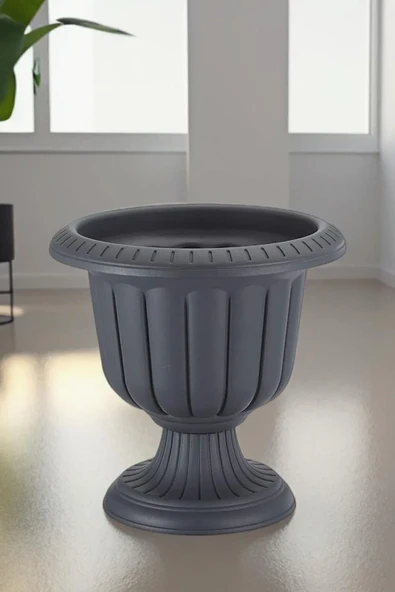 6 Litre Nergiz Plastik Saksı No0 30cm Antrasit Gri Saksı - 2
