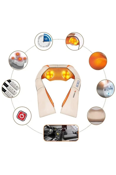 Torima QY-666 Siyah Ovmalı Isıtmalı Boyun Sırt Bel Omuz Bacak Masaj Yastığı Masaj Aleti - 5