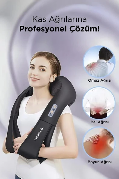 Torima QY-666 Siyah Ovmalı Isıtmalı Boyun Sırt Bel Omuz Bacak Masaj Yastığı Masaj Aleti - 3