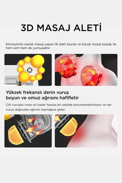 Torima QY-666 Siyah Ovmalı Isıtmalı Boyun Sırt Bel Omuz Bacak Masaj Yastığı Masaj Aleti - 4