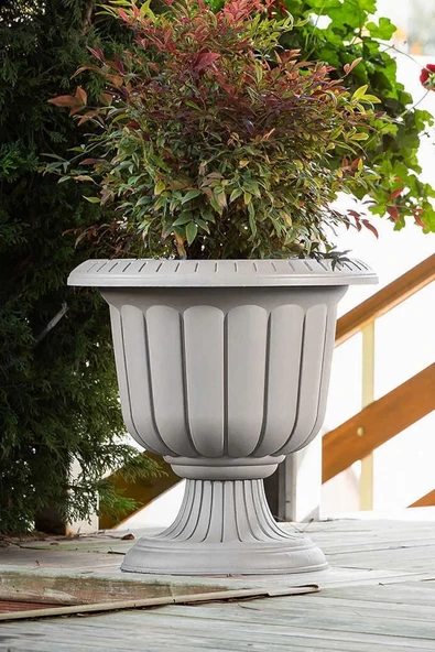 9.8 litre Kırık Beyaz Renk Nergis Saksı Ayaklı Plastik Nergiz Saksı