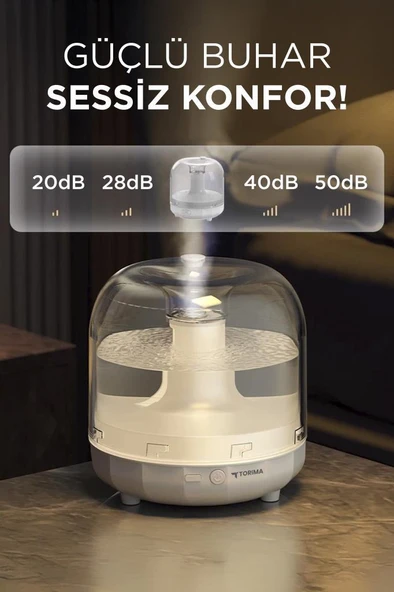 Torima X5 Beyaz Humidifier Hava Nemlendirici Aroma Terapili Buhar Makinesi - 2