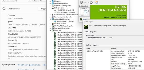 Dell Alienware Aurora R15 Intel Core i9 13900KF 32GB RAM 1TB SSD RTX4090 (İKİNCİ EL) - 5