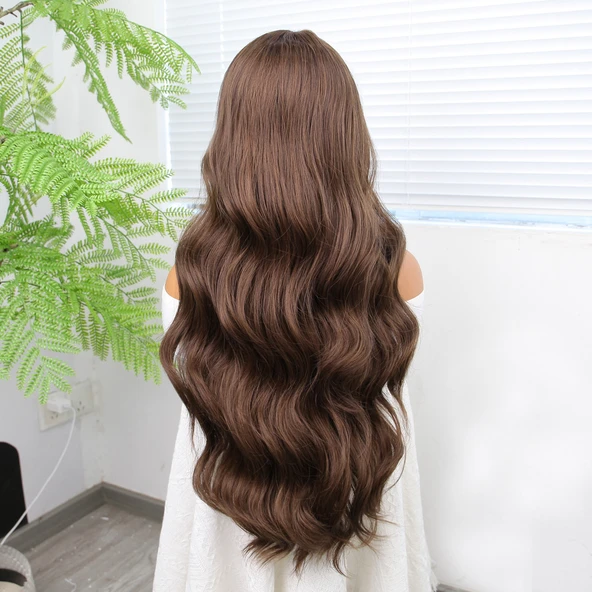 Bebek Kumralı Fiber Sentetik Geniş Dalgalı Tül Peruk - Resim 5