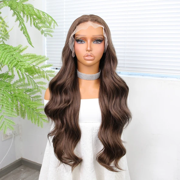 Bebek Kumralı Fiber Sentetik Geniş Dalgalı Tül Peruk - Resim 2