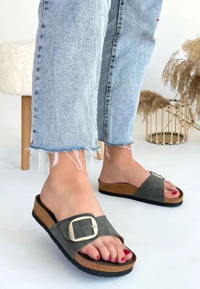 Zooy Yeşil Nubuk Terlik - Resim 2