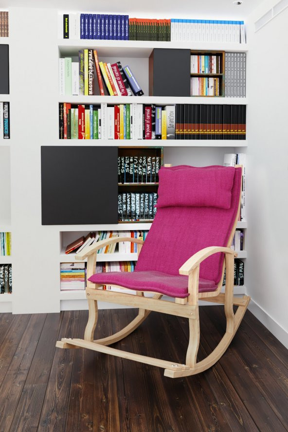 Mobildeco Padişah Ahşap Sallanan Sandalye Fuşya - Doğal - 2