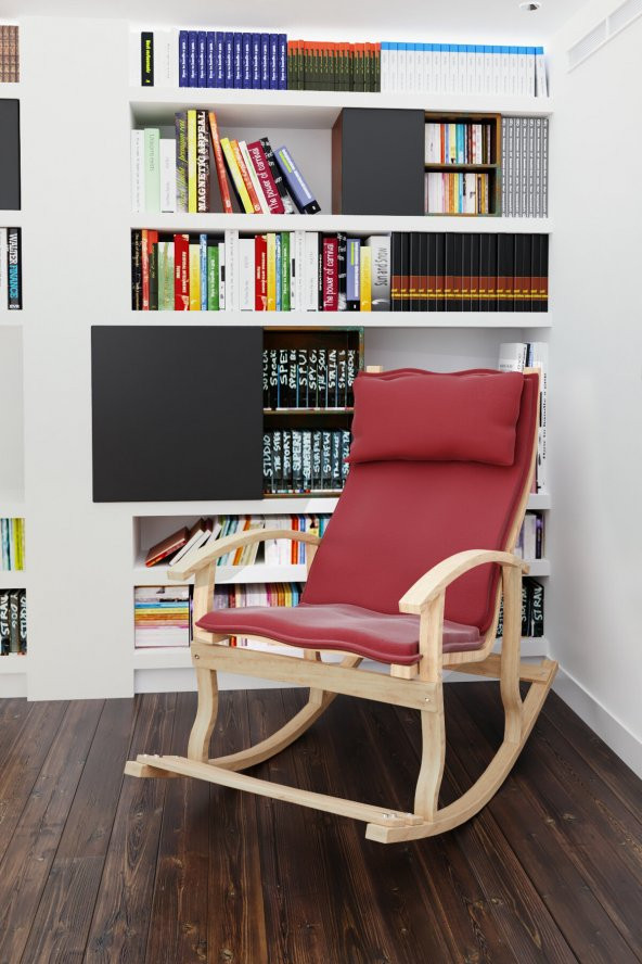 Mobildeco Padişah Ahşap Sallanan Sandalye Bordo - Doğal - 2