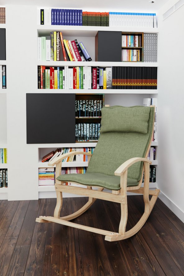 Mobildeco Padişah Ahşap Sallanan Sandalye Yeşil - Doğal - 2