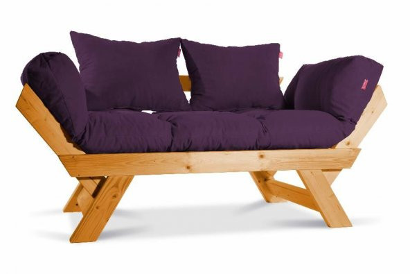 Mobildeco Kombin Wood Ahşap İki Kişilik Kanepe (Ceviz/Mürdüm)