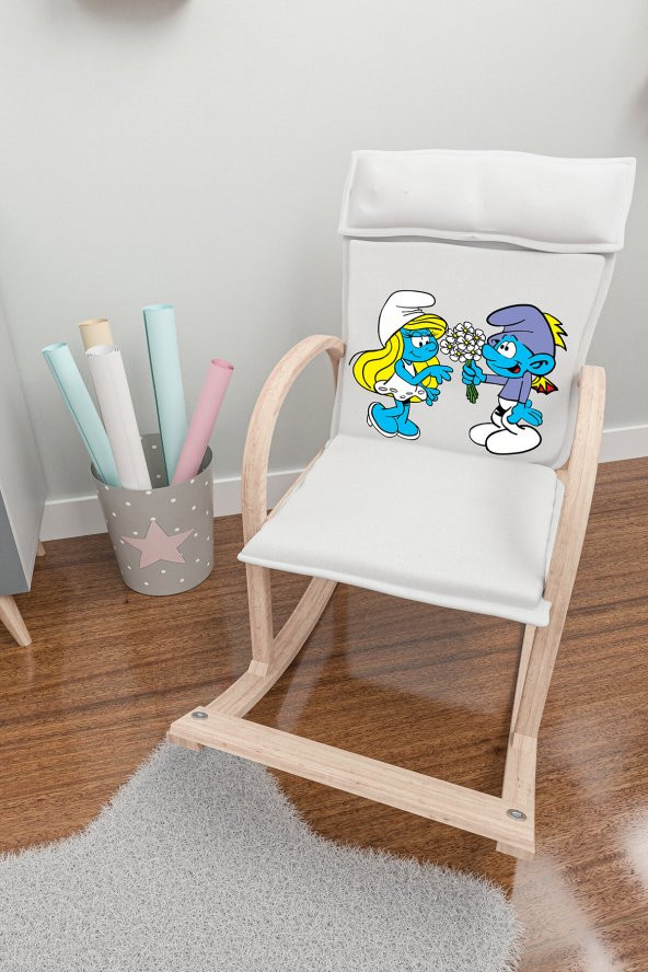 Mobildeco Şirin Ahşap Sallanan Sandalye Dinlenme Koltuğu Şirinler