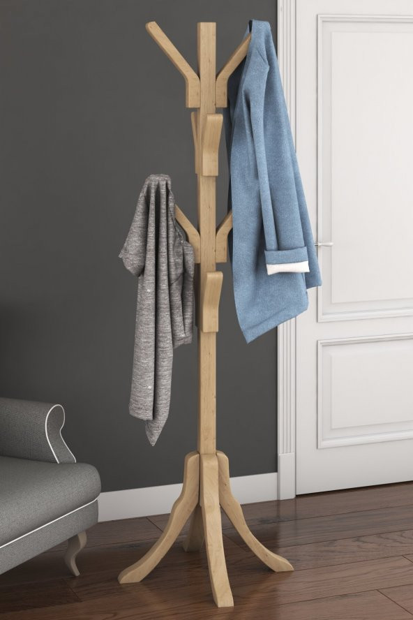 Mobildeco Nia Ahşap Ayaklı Gürgen Askılık - 2