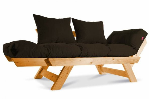 Mobildeco Kombin Wood Ahşap İki Kişilik Kanepe (Ceviz/Kahverengi) - 3