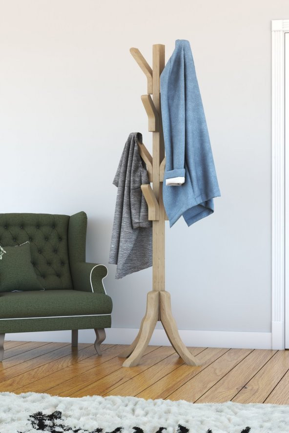 Mobildeco Nia Ahşap Ayaklı Gürgen Askılık - 3