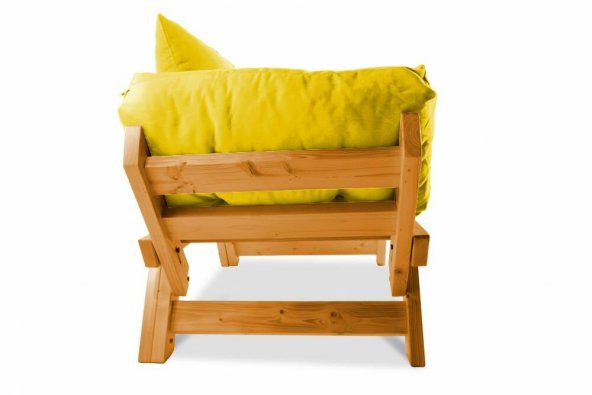 Mobildeco Kombin Wood Ahşap İki Kişilik Kanepe (Ceviz/Sarı) - 4