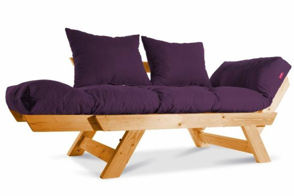 Mobildeco Kombin Wood Ahşap İki Kişilik Kanepe (Ceviz/Mürdüm) - 3