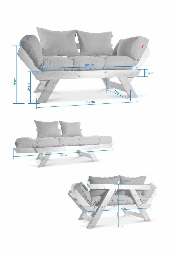 Mobildeco Kombin Wood Ahşap İki Kişilik Kanepe (Ceviz/Sarı) - 5