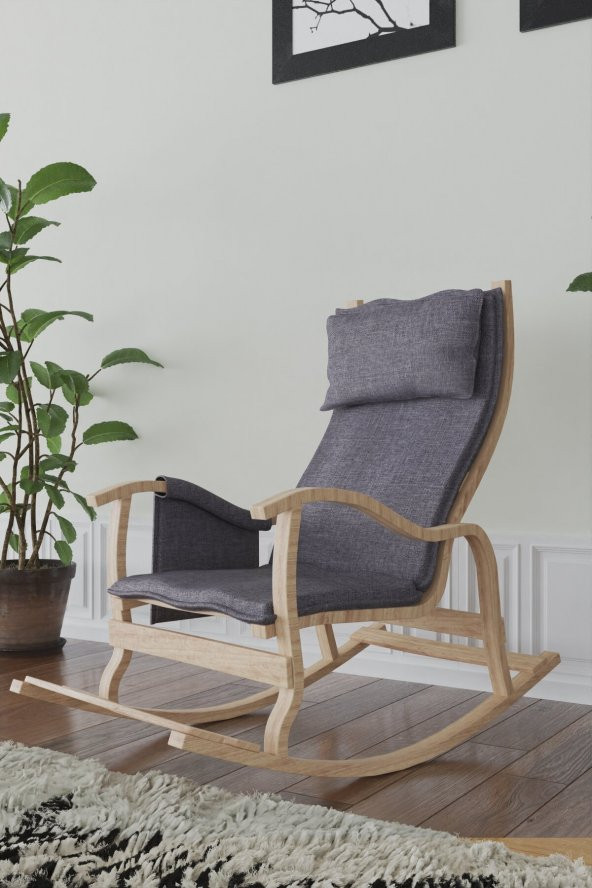 Mobildeco Sultan Ahşap Sallanan Sandalye Füme (Doğal) - 3