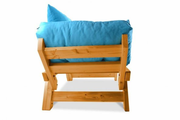 Mobildeco Kombin Wood Ahşap İki Kişilik Kanepe (Ceviz/Mavi) - 5