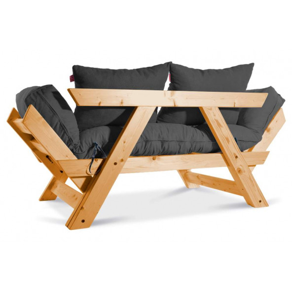 Mobildeco Kombin Wood Ahşap İki Kişilik Koltuk Bahçe Koltuğu Yata - 4