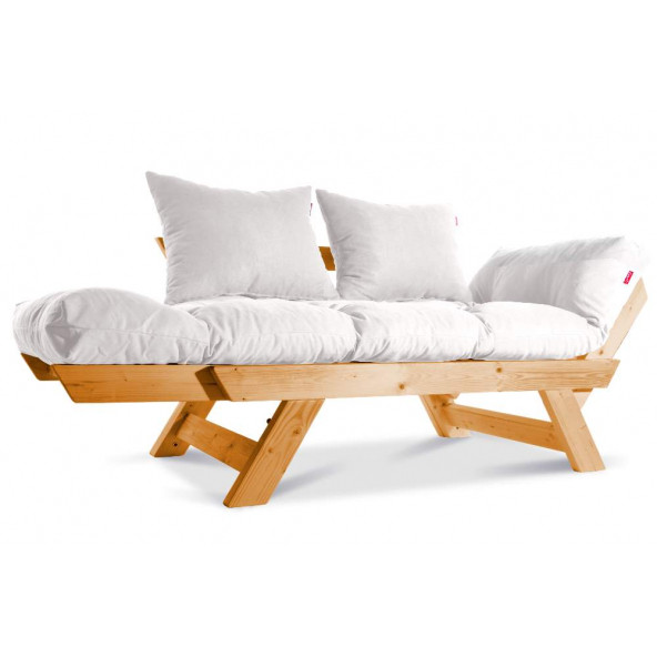 Mobildeco Kombin Wood Ahşap İki Kişilik Kanepe (Ceviz/Krem)