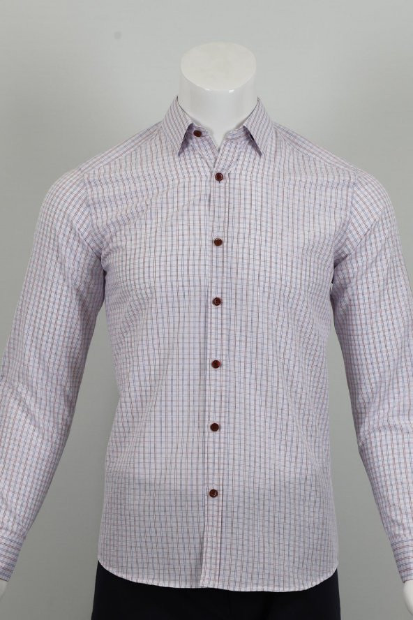 Uzun Kol Slim Fit Kareli Gömlek - 5