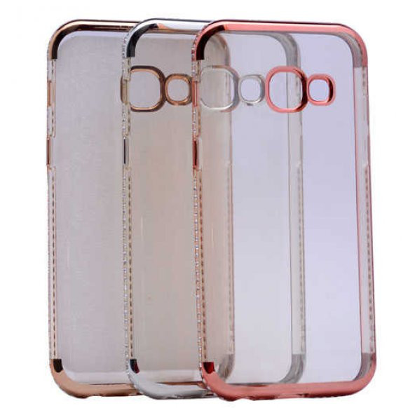 Galaxy A5 2016 Kılıf Zore Kenarı Tek Sıra Taşlı Silikon - 4