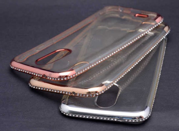 LG K10 2017 Kılıf Zore Kenarı Tek Sıra Taşlı Silikon - 2