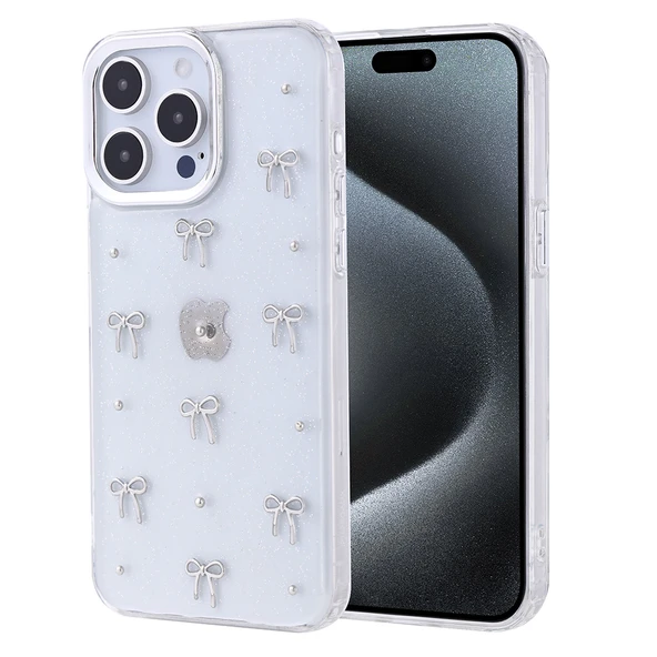 Apple iPhone 15 Pro Max Kılıf Airbag Tasarımlı Simli Şeffaf Zore Kutup Kapak - 2