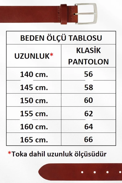 Taba Büyük Beden Hakiki Deri 4 cm. Tokalı Düz Model Erkek Kemer - 411-Battal - Resim 6