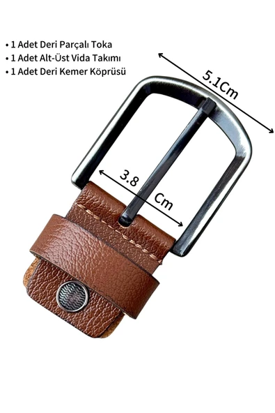 Taba Yedek Kemer Tokası Hakiki Deri Vidalı - Resim 2