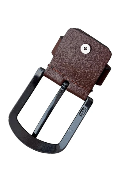 Kahverengi Yedek Kemer Tokası Hakiki Deri Vidalı - Resim 4