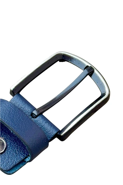 Lacivert Yedek Kemer Tokası Hakiki Deri Vidalı - Resim 3