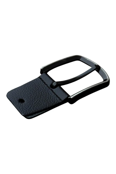 Siyah Yedek Kemer Tokası Hakiki Deri Vidalı - Resim 6