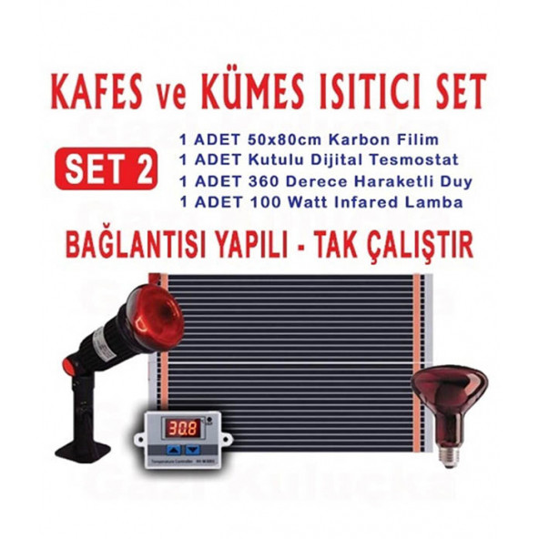Kafes Ve Kümes Civciv Isıtıcı Seti Tak Çalıştır Hazır Sistem Set-2 - 1
