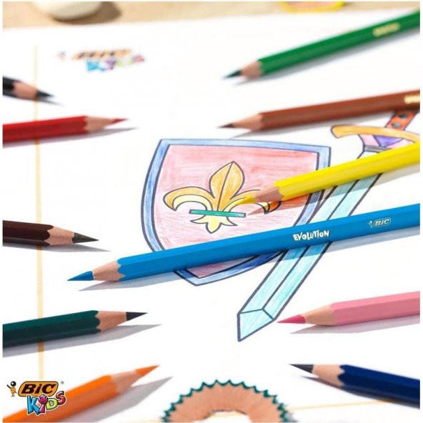 Bic Kids Evolution 12 Renk Boya Kalemi + 1 Beyaz Boya Kalemi ve Kalemtraş Hediyeli - 3